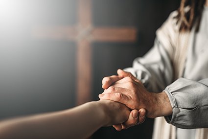 Jesus christ gives a helping hand to the faithful 2021 08 26 16 26 25 utc